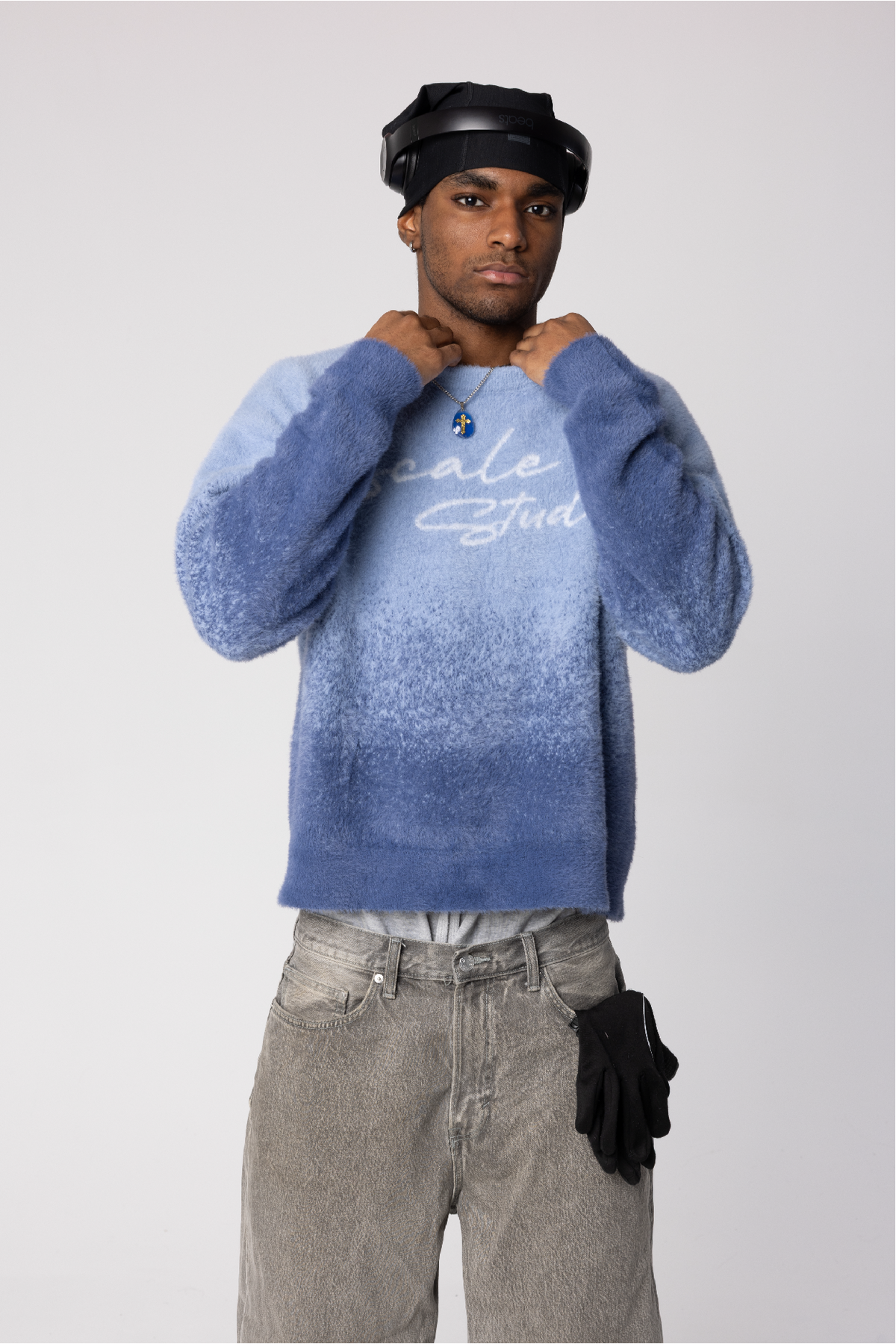 CURSIVE LOGO SWEATER [BLUE]
